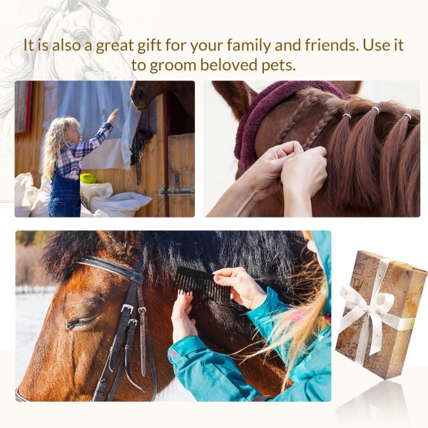 Horse Braiding Kit with Belt Horse, Rug Hook, Pin Brush, Thread Cutter, Mane Comb, Hair Clips, and Rubber Bands for Western Horse Party - Image 7