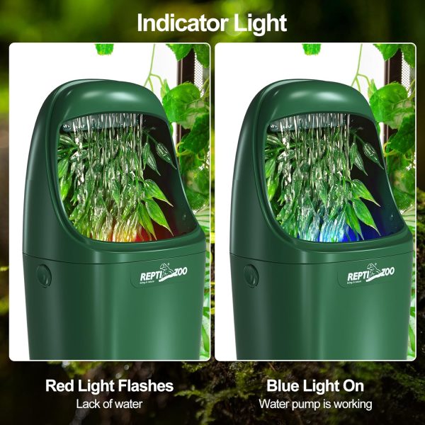 REPTIZOO Reptile Water Dispenser Automatic Chameleon Drinking Fountain with Indicator Light, Reptile Terrarium Decor Water Dripper for Reptiles, Chameleon, Lizard, Gecko Amphibians - Image 3