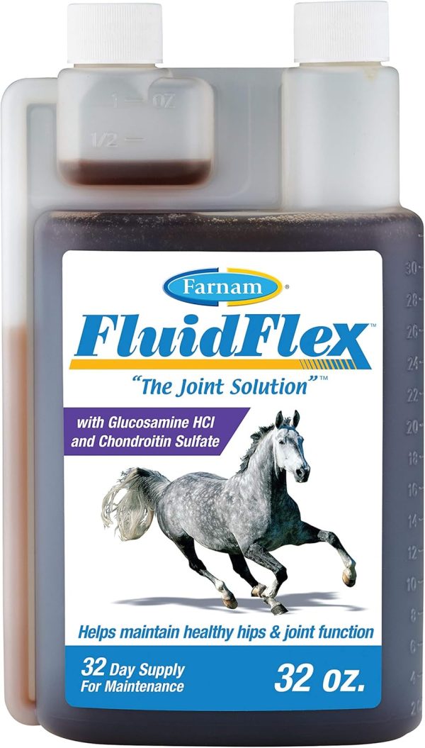 Farnam Fluidflex Liquid Joint Supplement for Horses, Helps Maintain Healthy Hip & Joint Function, 32 Ounces 32 Day Supply