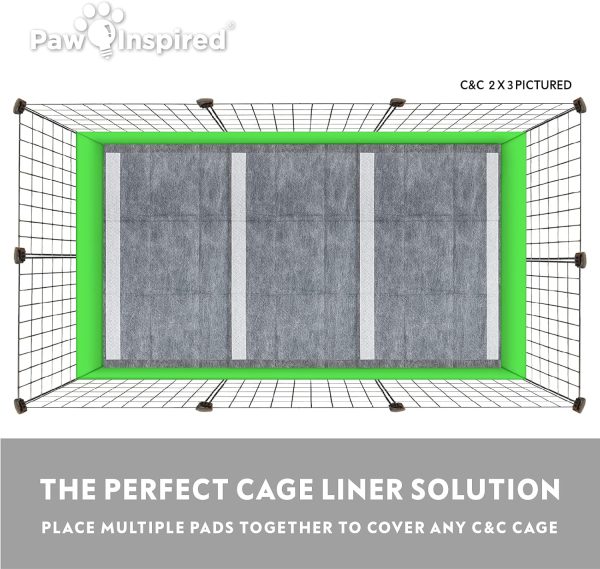 Paw Inspired Disposable Guinea Pig Cage Liners | Bamboo Charcoal Odor Controlling | Super Absorbent Liners Pee Pads for Ferrets, Rabbits, Hamsters, and Small Animals (28" x 17" (C&C 2 x 1), 24 Count) - Image 4