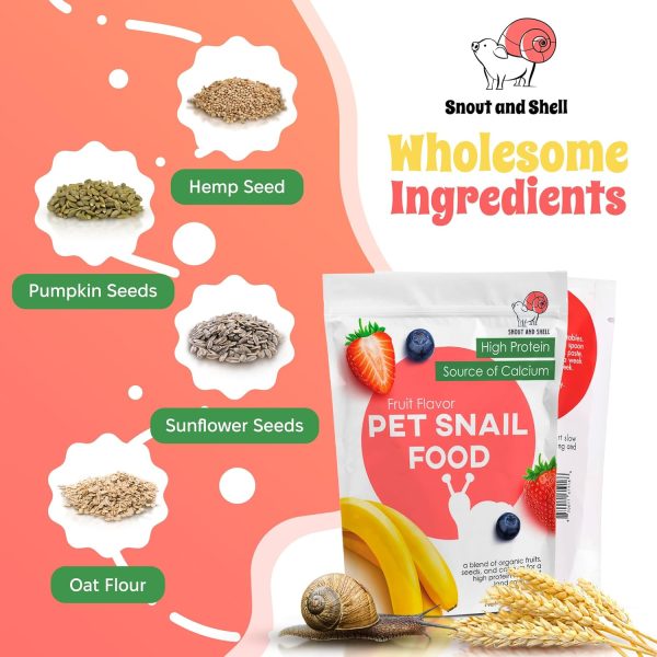 Snout & Shell Vegetable Flavored Pet Land Snail Food - Tasty High-Protein, Calcium Blend for Snails, Easy Addition to Your Garden Snails Terrarium or Snail Habitat - Image 3