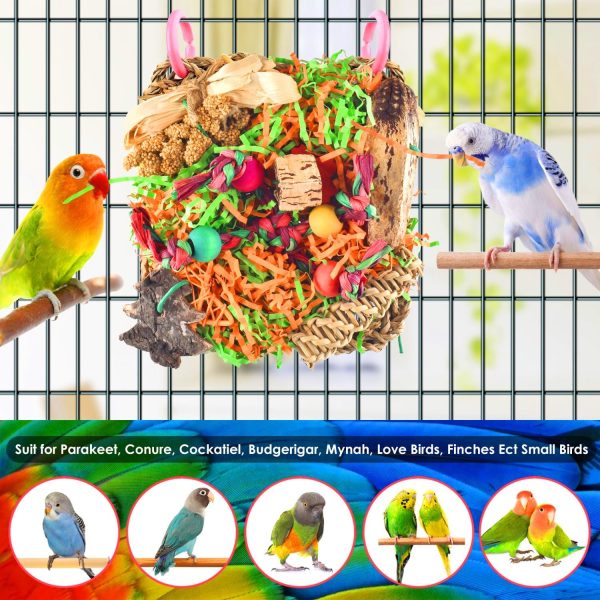 KATUMO Bird Toys, Parakeet Toys Conure Grass Mat Foraging Toys Parrot Shredding Hanging Toys for Cockatiel Lovebird Parakeet Budgie Small-Medium Birds - Image 7