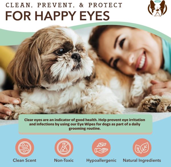 Natural Dog Eye Wipes for Dogs -50 Cnt- Soothing Dog Eye Wipes with Natural, Non-Irritating Ingredients Green Tea & Goldenseal, Effective Dog Tear Stain Remover Wipe & Dog Eye Gunk Remover Wipe, Vegan - Image 3