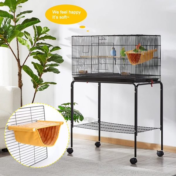 BWOGUE Winter Warm Bird Nest Bed Hanging Hammock Snuggle Hut Parrot House Tent Toy Bird Cage Perch for Parakeet Budgies Cockatiels Lovebird Cockatoo Finch Hamster Chinchilla Guinea Pig(Medium, Yellow) - Image 5