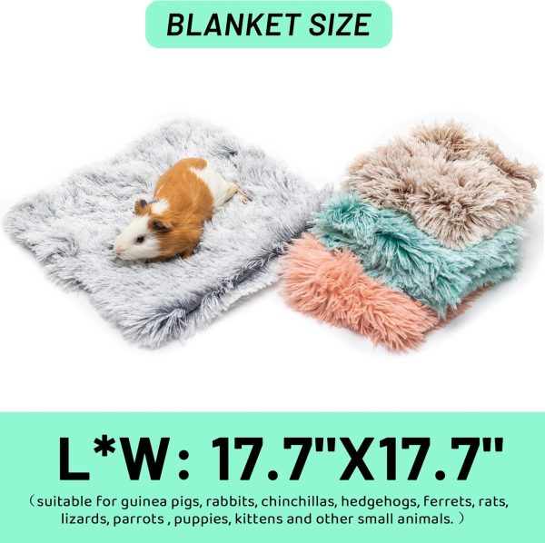 Guinea Pig Blankets 4 Pack, Warm Cozy Pet Cage Accessories for Guinea Pig Hedgehog Rabbit Hamster Chinchilla Ferret Small Animals, Fleece Cage Liners Bedding Mat Washable for Cold Weather - Image 2