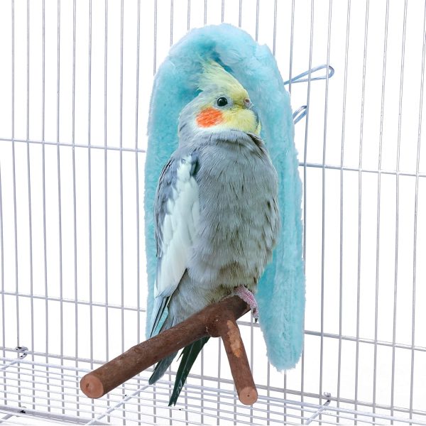 Comfort Corner Fleece Bird Blanket Parrot Cage Snuggle Hut Warm Bird Nest House Bed Hanging Hammock Toy for Parakeet Cockatiel Pigeon Small Animals Shelter Plush Bedding(Blue/M)