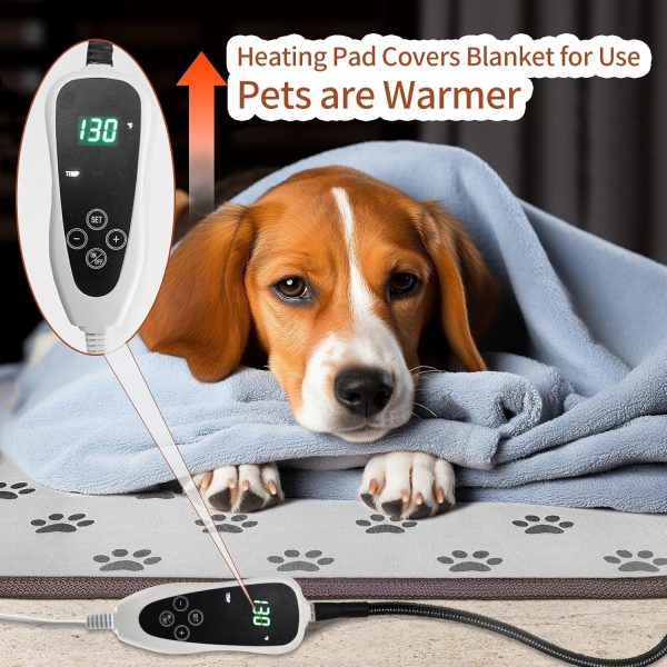 Large Dog Heating Pad 34x21in Waterproof Pet Heating Pad for Dogs Smart Thermostat Switch, Whelping Supplies Heated Dog Bed,Adding Wire Rope Wires Puppy Heating Pad Mat-Whelping Box for Dogs - Image 9