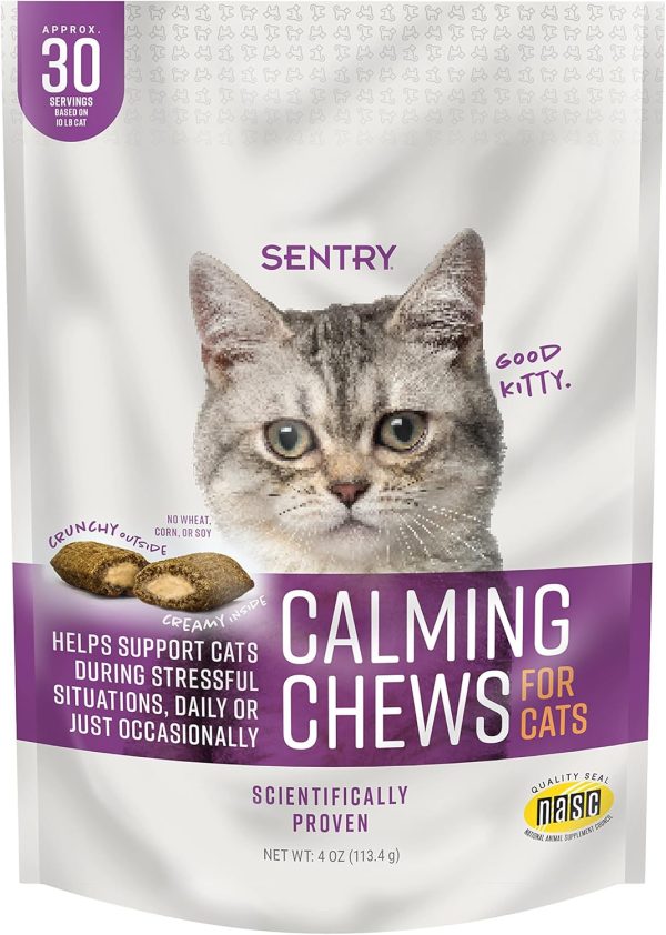 Sentry Calming Chews for Cats, Calming Aid Helps to Manage Stress & Anxiety, With Pheromones That May Help Curb Destructive Behavior & Separation Anxiety, Calming Health Supplement for Cats, 4 oz.