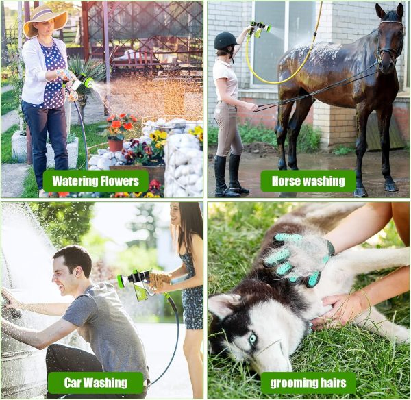 Upgraded Dog Wash Hose Attachment, 8-in-1 Sprayer Mode Garden Hose Nozzle with Pet Grooming Glove and 100cc Soap Dispenser Bottle, Adopted in Watering Flowers, Car Wash, Dog and Horse Showering - Image 6