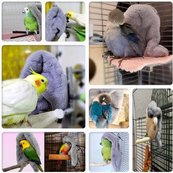 SIMENA Bird Buddy, Corner Fleece Bird Blanket, Cozy Bird Bed Warmer Parrot House for Cage, Cuddle Nest Hanging Toy for Lovebirds Parakeet (Large) - Image 2