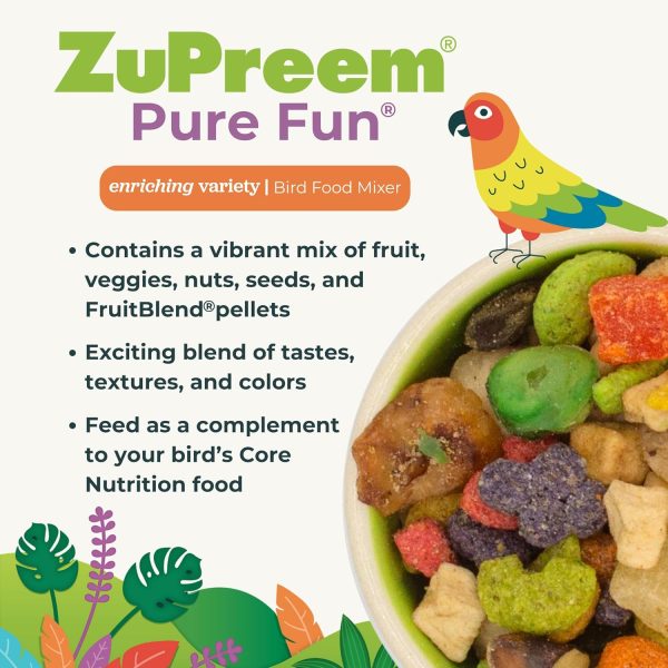 ZuPreem Pure Fun Bird Food, Parakeet, Budgie, Parrotlet, Dove, Seed and Pellet Blend for Small Birds, Food Mixer Topper, Enriching Variety, Made in USA, Bird Seed, Parakeet Food, Budgie Food (S, 2 lb) - Image 3