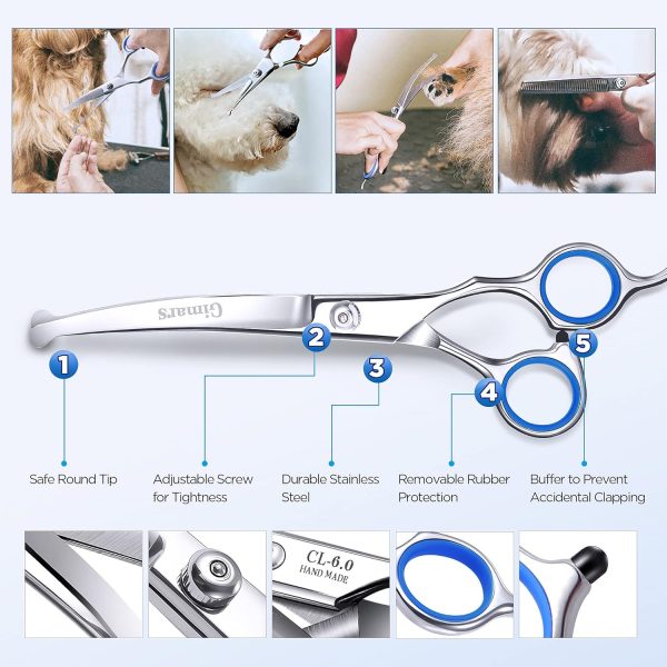 Gimars Titanium Coated Professional 6 in 1 4CR Stainless Steel Dog Grooming Scissors with Safety Round Tip, Heavy Duty Pet Grooming Scissor for Dogs, Cats and Other Animals - Image 9