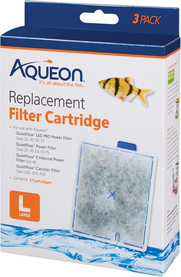 Aqueon Aquarium Fish Tank Replacement Filter Cartridges Large - 3 pack