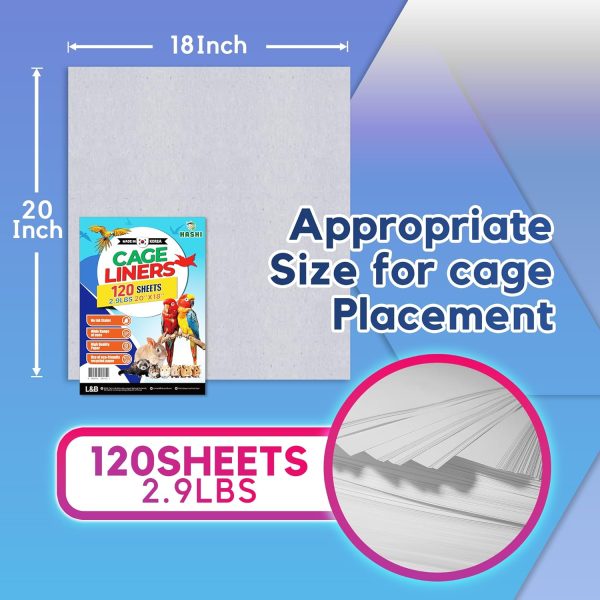 HA SHI Bird Cage Liner - 120 Paper Sheets, 20" x 18", 2.9 lb - Suitable for Pet Habitats, Bulk Quantity for Extended Use, Newsprint Texture, Parcel Packaging - Image 2