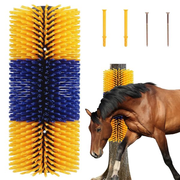 Livestock Scratch Brush with 2 Screws, Multi-Purpose Grooming Brushes for Horse, Goat, Sheep, Pig - Provides Itch Relief and Back Scratching