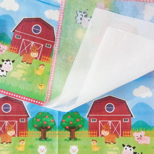 WERNNSAI Farm Party Plates Napkins Set- 48PCS Barnyard Farm Animals Tableware Party Supplies for Kids Birthday Disposable Dinnerware Dessert Plates Luncheon Napkins Serves 16 Guests - Image 5