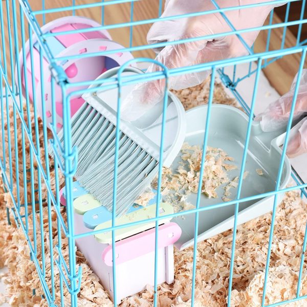 Pet Cage Cleaner Set for Rabbit Cages Guinea Pig Hamster Cat Ferret Birds Parrot Chinchilla for Small Animals Pet Playpen Bedding Cleaning Brush Dustpan and Broom Foam Sponge - Image 4