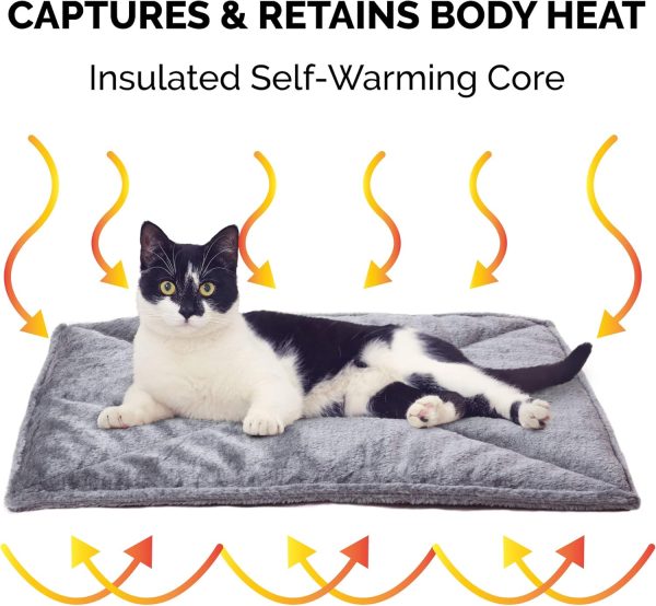 Furhaven ThermaNAP Self-Warming Cat Bed for Indoor Cats & Small Dogs, Washable & Reflects Body Heat - Quilted Faux Fur Reflective Bed Mat - Gray, Small - Image 3