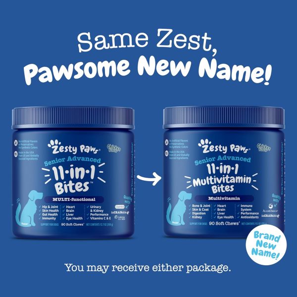 Zesty Paws Senior Dog Multivitamin Treats - Glucosamine for Dogs + Digestive Enzymes & Probiotics - Grain Free Dog Vitamins for Skin & Coat + Immune Health Chicken - Advanced - 90ct - Image 5