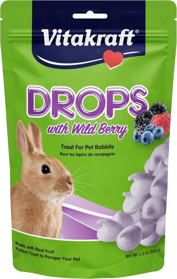 Vitakraft Drops Rabbit Treat - Wild Berry - Yogurt Treats for Rabbits Purple 5.3 Ounce (Pack of 1)