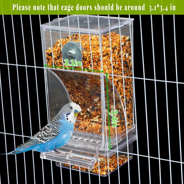 Rypet No Mess Automatic Bird Feeder Transparent Food Container Cage Acrylic Parrot Feeder Accessories for Small Birds Parrot Cockatoo Canary - Image 4