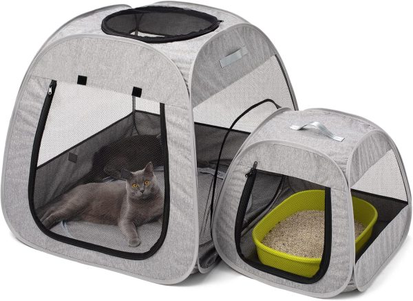 Tenrai Portable Cat Playpen, Trapezoidal Design for Better Standing, Foldable Pet Tent for Indoor and Outdoor Use of Kitten and Puppy, Dog Play Enclosure, Cat Houses & Condos