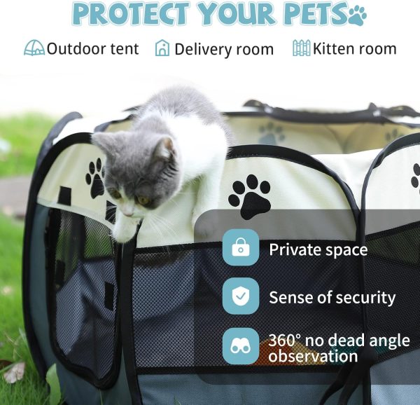Portable Pet Playpen, Dog Playpen Foldable Pet Exercise Pen Tents Dog House Playground for Puppy Dog/Cat Indoor Outdoor Travel Camping Use - Image 2