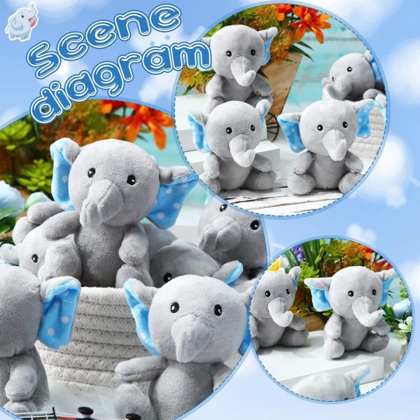 Jenaai 12 Pcs Mini Elephant Stuffed Animals 4 Inches Small Cute Soft Forest Plush Elephant Toys for Boys Girls Baby Shower Decorations Elephant Themed Birthday Party Supplies(Grayish Blue) - Image 4