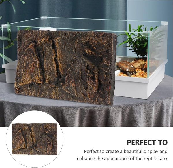 Balacoo Reptile Terrarium Background 3D Rock Stone Background Decorations Backdrop Habitat for Fish Tank Reptiles Amphibians Turtles, PU623, G56MNHK1047KC76J0176NSEKP, 45x28x3.5cm - Image 2