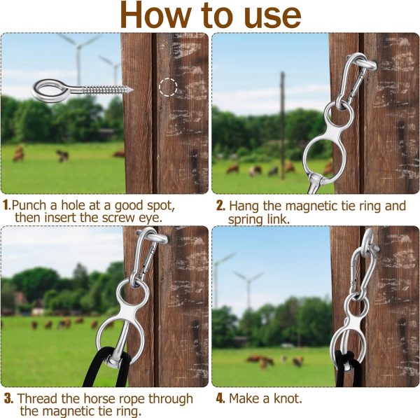 Horse Tie Ring, Safe Tie Horse Supplies, Humane Way Tie Ring, Magnetic Ring for Tying and Retracting, Helps Horse Pull Back and Releases Stress from The Horse - Image 3