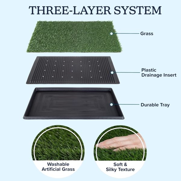 Artificial Grass Puppy Pee Pad for Dogs and Small Pets - 20x30 Reusable 3-Layer Training Potty Pad with Tray - Dog Housebreaking Supplies by PETMAKER - Image 4