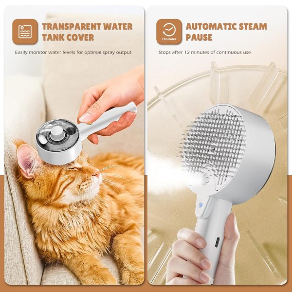 Cat Steam Brush for Shedding Spritz Defur Comb for Cats Cloud Care Cat Brush for Indoor Cats Shedding Steam Cat Brush for Long Short Hair Cats Dogs 2024 New Spray Pet Grooming Brush for Massage Clean - Image 6