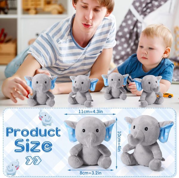 Jenaai 12 Pcs Mini Elephant Stuffed Animals 4 Inches Small Cute Soft Forest Plush Elephant Toys for Boys Girls Baby Shower Decorations Elephant Themed Birthday Party Supplies(Grayish Blue) - Image 2