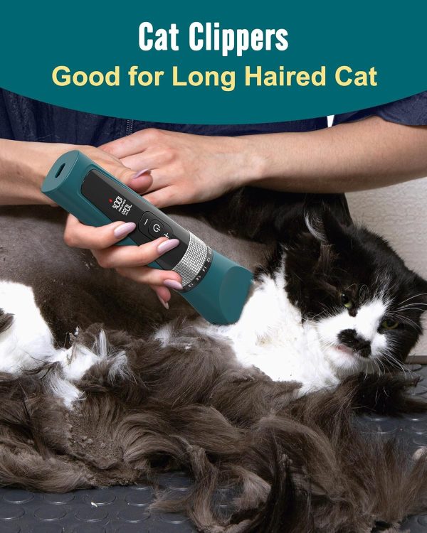 oneisall Cat Clippers for Matted Hair, 5-Speed Quiet Cat Grooming kit, Cordless Cat Shaver for Long Hair,Waterproof Cat Hair Trimmer, Pet Clippers for Cats(Green) - Image 3