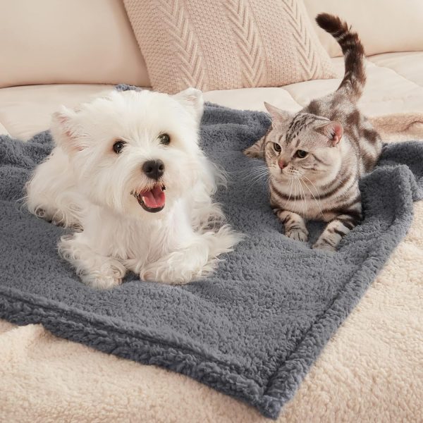 1 Pack 3 Calming Blankets Fluffy Premium Fleece Pet Blanket Soft Sherpa Throw for Dog Puppy Cat Beige Small (23" x16'') - Image 6