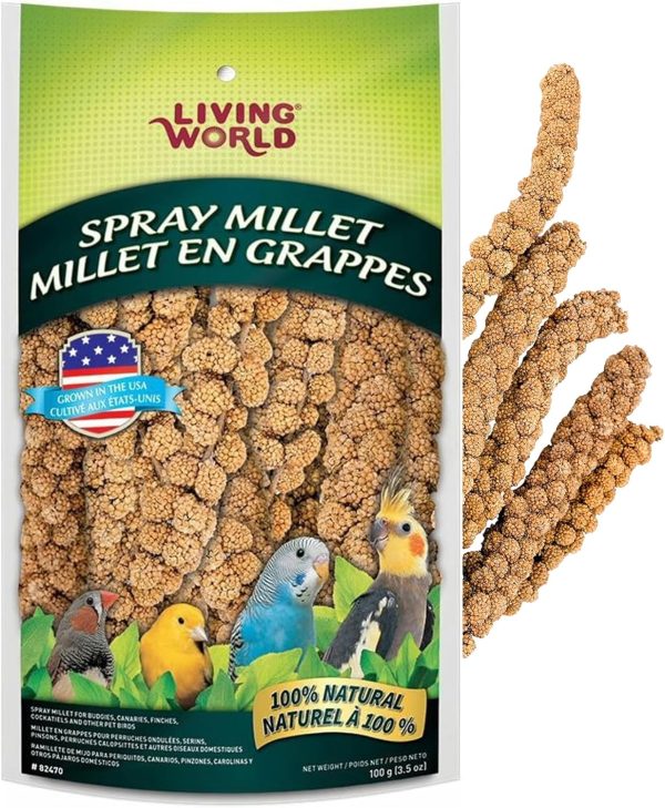 Living World - Millet Spray for Birds, 3.5 Oz – Premium Treat for Budgies, Canaries, Finches, Cockatiels and Other Pet Birds