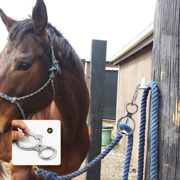 3 Pcs Horse Tie Ring,Heavy Duty Stainless Steel Tie Ring Horse Training Equipment Horse Tack and Supplies with Eye Bolt,Quick snap,Humane and Safe Tie Way - Image 4