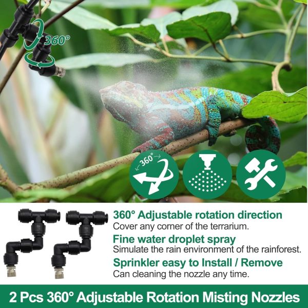 Reptile Humidifiers Smart Misting System for Reptile Terrariums, Reptile Mister Automatic with Timer, 360° Adjustable Misting Nozzles for Chameleons Snake Frog Lizard Turtle - Image 4