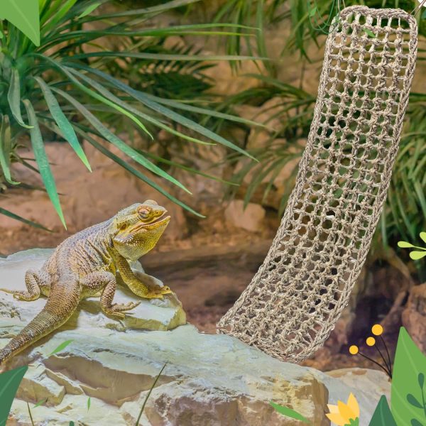 Silkfly 2 Pieces Bearded Dragon Hammock Lizard Reptile Climbing Lounger Seagrass Fiber Habitat Tank Accessories Jungle Toys for Hermit Crab Gecko Snake Iguana Amphibian - Image 7