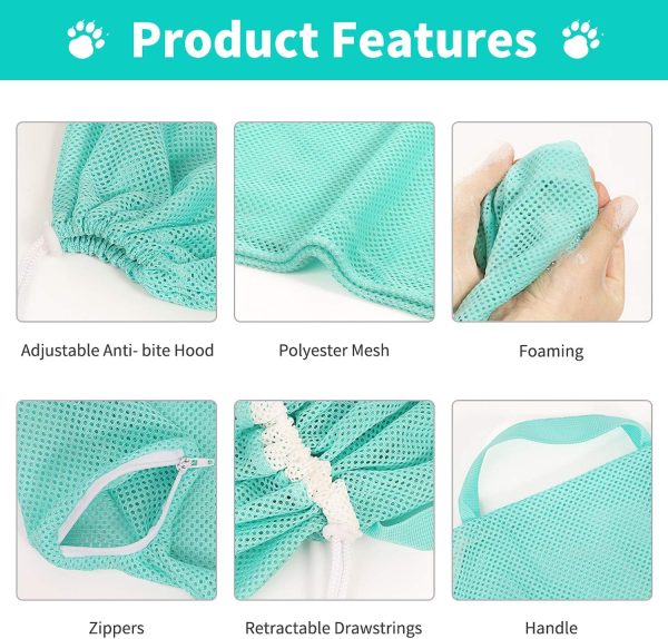 Cat Bathing Bag Anti-Bite and Anti-Scratch Cat Grooming Bag for Bathing, Nail Trimming, Medicine Taking,Injection,Adjustable Multifunctional Breathable Restraint Shower Bag(Gray) - Image 4