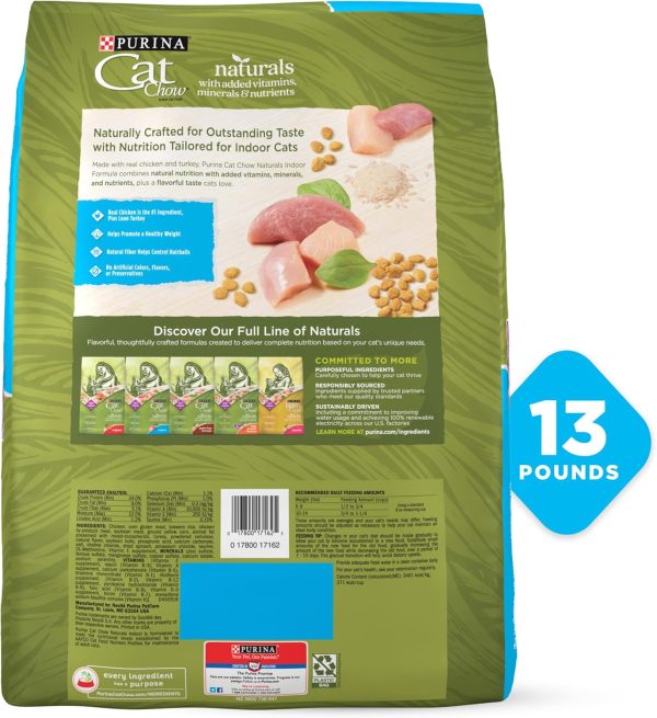 Purina Cat Chow Hairball, Healthy Weight, Indoor, Natural Dry Cat Food, Naturals Indoor - 13 lb. Bag - Image 6