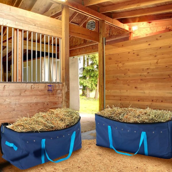 Sanwuta 2 Pack Hay Bale Bag 41 x 15 x 17 Inch Extra Large Hay Bags for Horses Oxford Cloth Hay Storage Container Heavy Duty Tote Hay Bale Storage Bag for Cattle Goats Sheep Horse Supplies (Blue) - Image 6