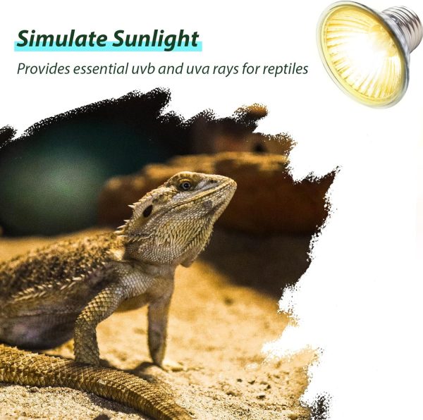 Reptile Heat Lamp Bulbs UVB Reptile Light for Aquatic Turtles, Tortoises, Lizards, Bearded Dragons, Hedgehogs, Amphibians & Reptiles (50, Watts) - Image 4