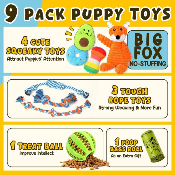 Zeaxuie 9 Pack Luxury Puppy Toys for Teething Small Dogs, Puppy Chew Toys with Cute Squeaky Dog Toys, Ball and More Rope Dog Chew Toys - Image 2