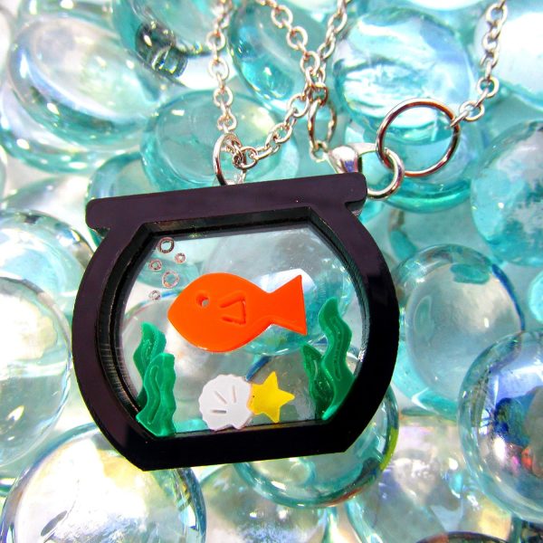 Unique Goldfish Fish Bowl Aquarium Statement Pendant Necklace, Funny Jewelry for Aquatic Pet Fishbowl Enthusiast - Image 2