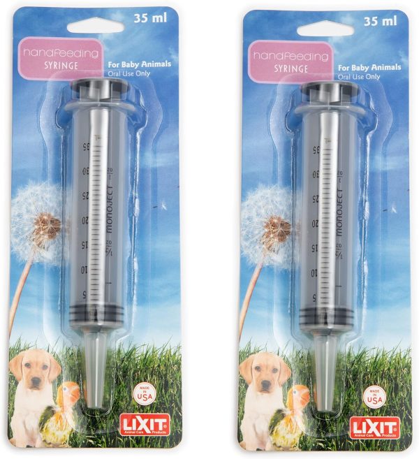 Lixit Hand Feeding Syringes for Puppies, Kittens, Rabbits and Other Baby Animals (35ML Pack of 2)