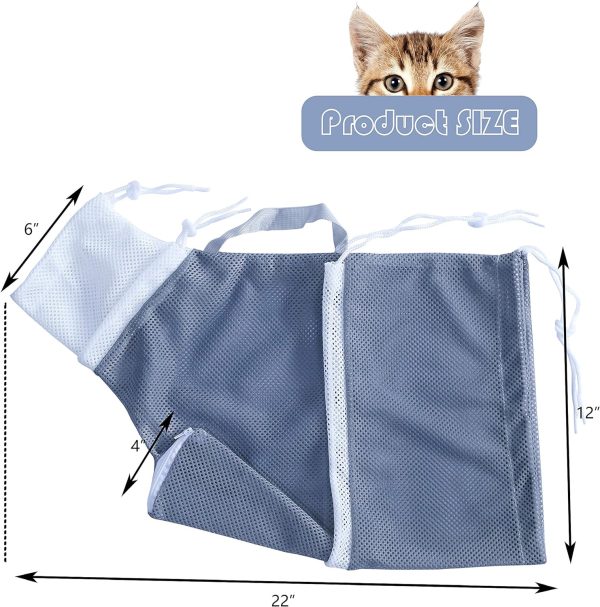 KlerRoem Cat Bathing Bag, Adjustable Anti-bite and Anti-Scratch Shower Mesh Grooming Bag for Pet Dogs, Includes Pet Nail Clipper, Nail File, Grooming Glove, and Cat Shell Comb - Image 3