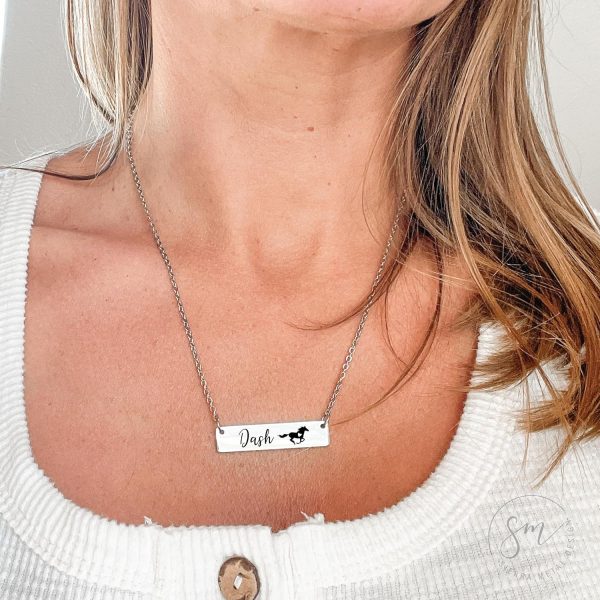 Personalized Name Horse Bar Necklace Horse Jewelry Personalize Bar Horse Name Necklace Personalized Necklace Jewelry Personalized Horse Necklace Lucy Celeste Necklace HORSE-BAR - Image 7