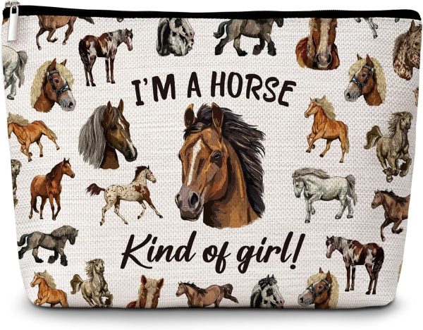 Horse Cosmetic Bag, I'm Horse Kind Of Girl Travel Makeup Bag, Gifts for Horse Lover, Animal Lover Gifts, Farm Lover Gifts , Inspirational Birthday Gifts for Teen Girls Women Sisters Friends -24