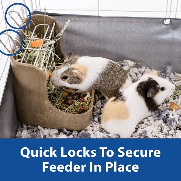 Kaytee Hay & Food Bin Feeder With Quick Locks For Pet Rabbits, Chinchillas, Guinea Pigs and Other Small Animals - Image 5